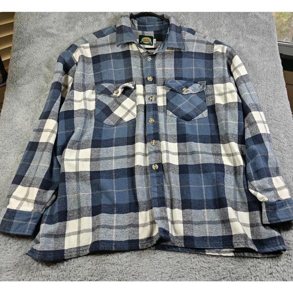 CABELAS Men's Flannel Button Up Outdoor Gear Shirt Size 2XL Regular Plaid Blue - Picture 1 of 5